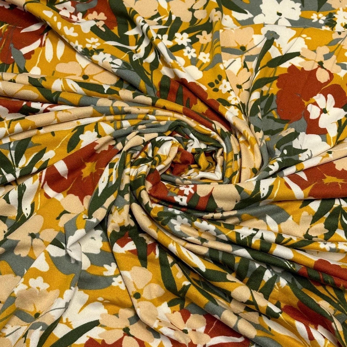DBP Double Brushed Poly Spandex DTY Print Floral Palm Flower Tropical Print By The Yard