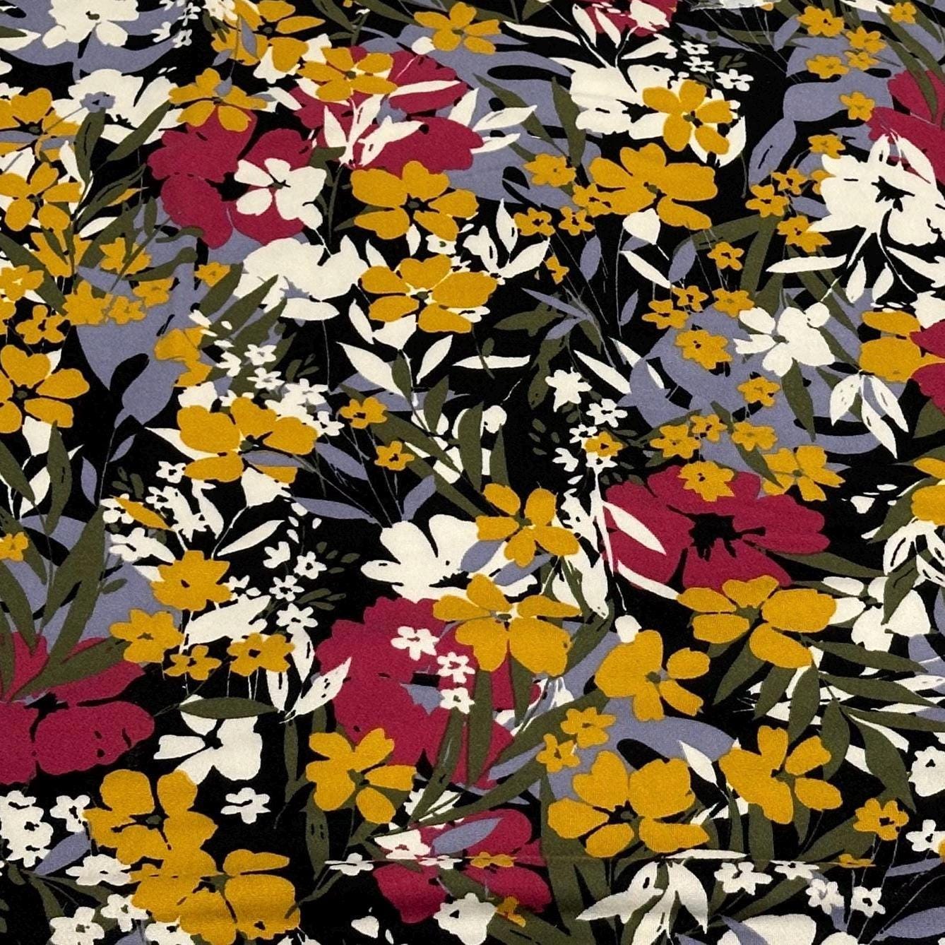 DBP Double Brushed Poly Spandex DTY Print Floral Palm Flower Tropical Print By The Yard