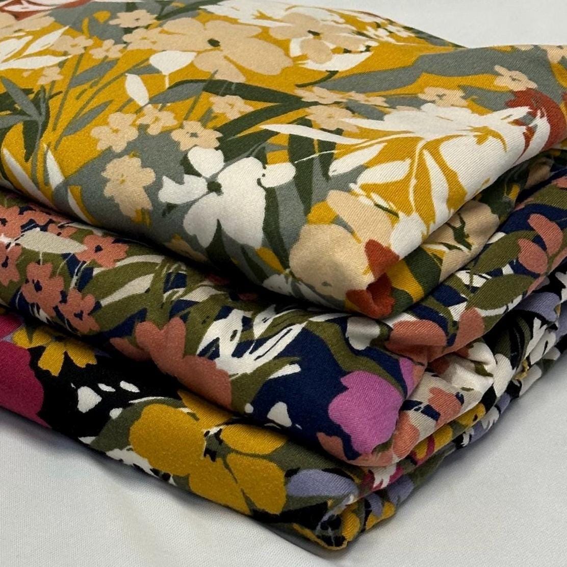 DBP Double Brushed Poly Spandex DTY Print Floral Palm Flower Tropical Print By The Yard