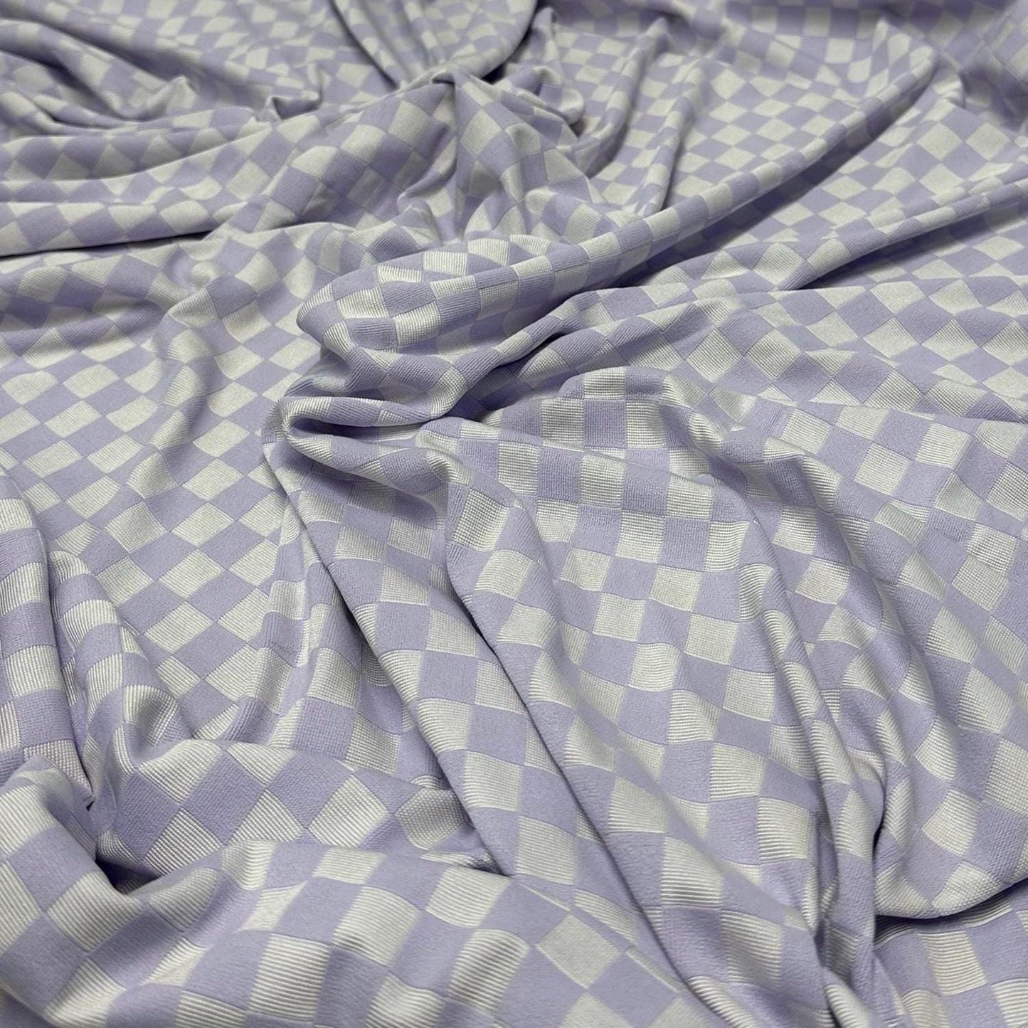 4 Way Stretch Print Nylon Spandex Fabric By The Yard Swim Wear Bikini Active Wear Lavender Checkered Speed Check