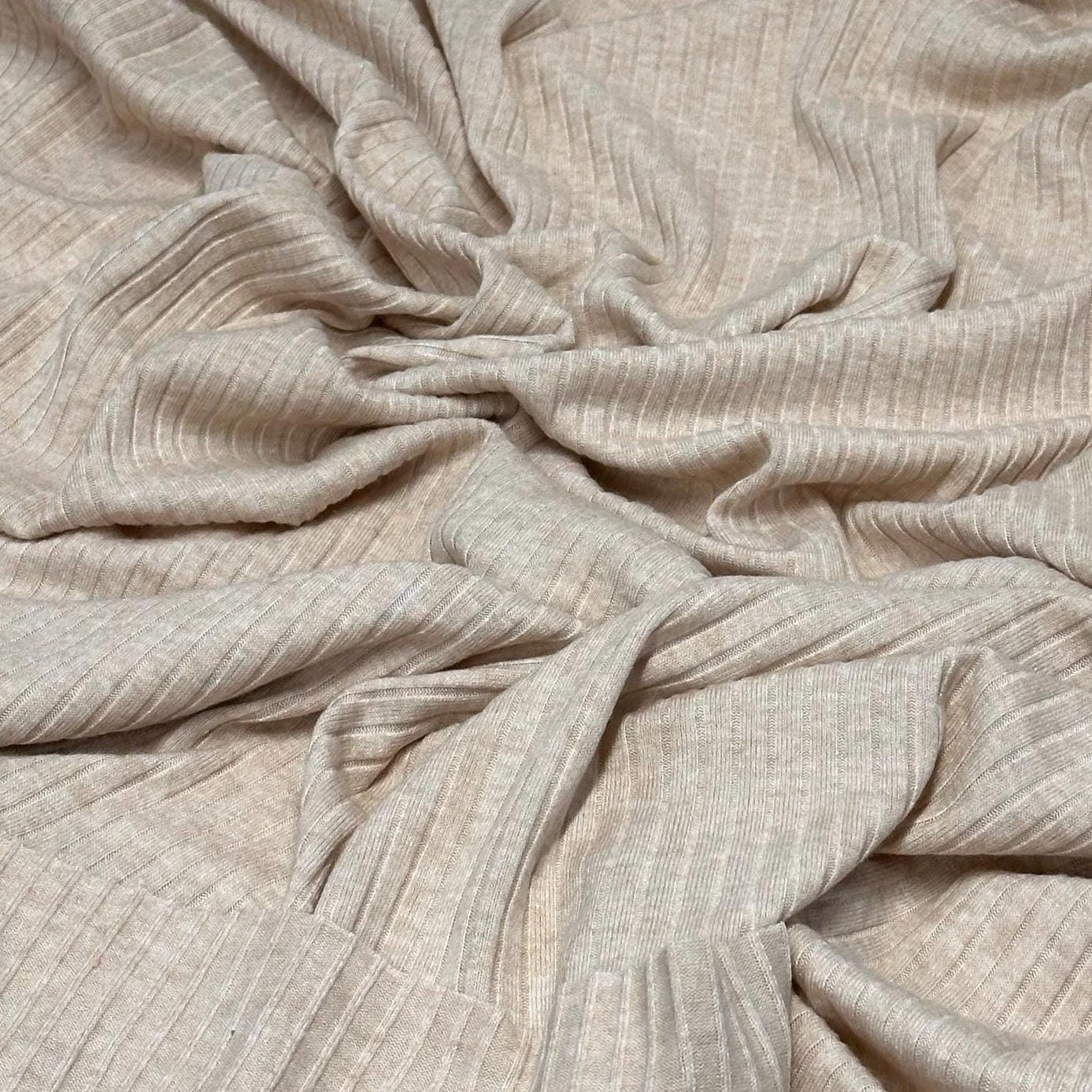 Cashmere 5x1 Rib Knit Feel Premium Sweater Knit Fabric By The Yard | 250GSM Open Weave