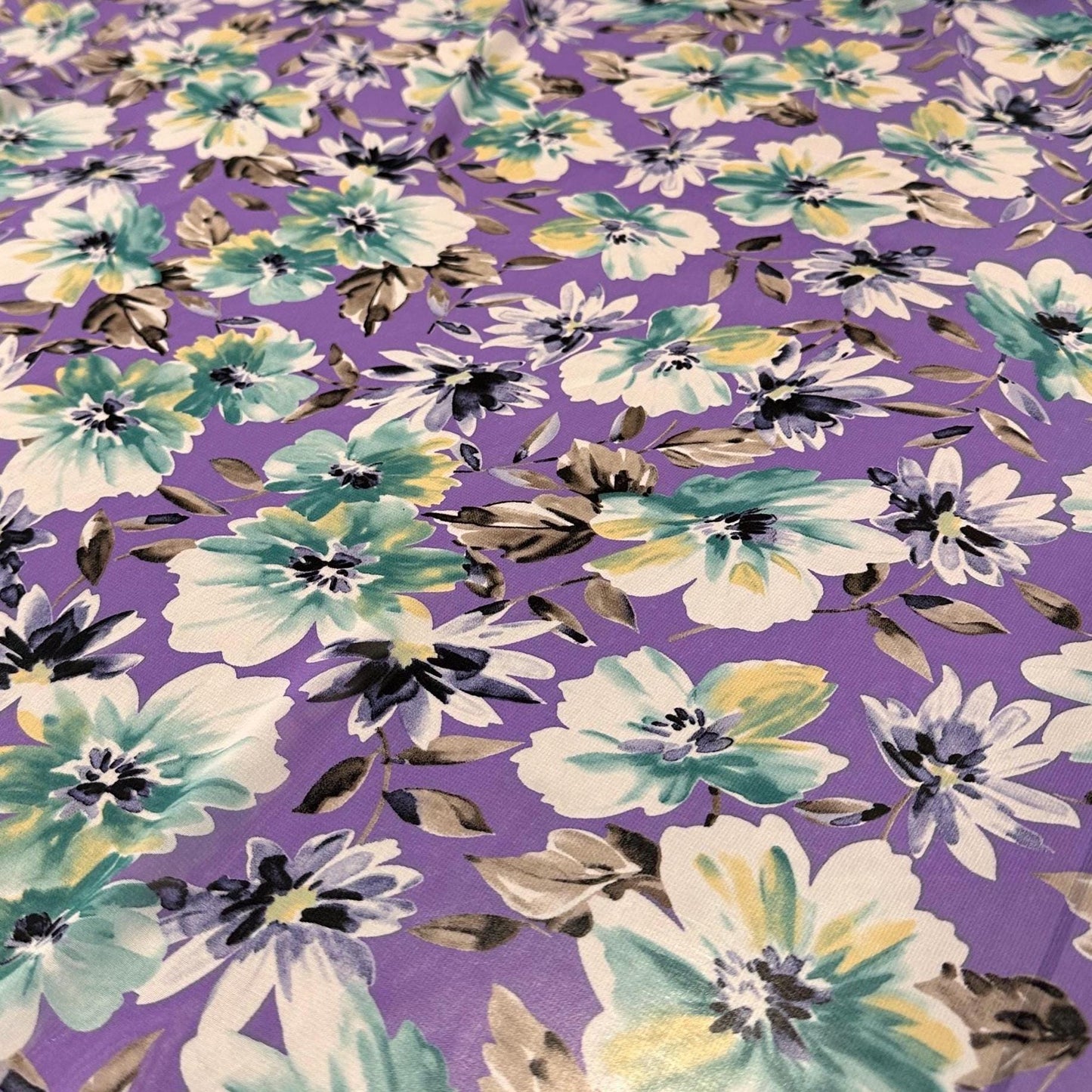 Polyester Chiffon Woven Print Fabric By The Yard Purple Flower Summer  Floral Print Summer Flowy Dress