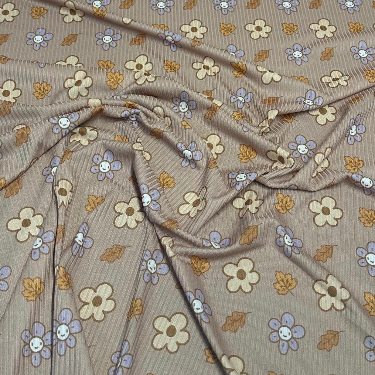 DBP 4x2 Rib Double Brushed Poly Spandex Print Vintage Floral Boho 60s 70s 80s Print By The Yard
