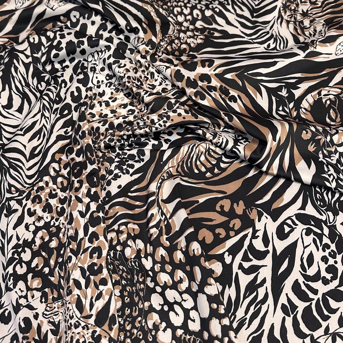 4 Way Stretch Print Nylon Spandex Fabric By The Yard Tricot Swim Wear Bikini Active Wear Brown Cheetah Zebra Leopard Animal Print 280 GSM