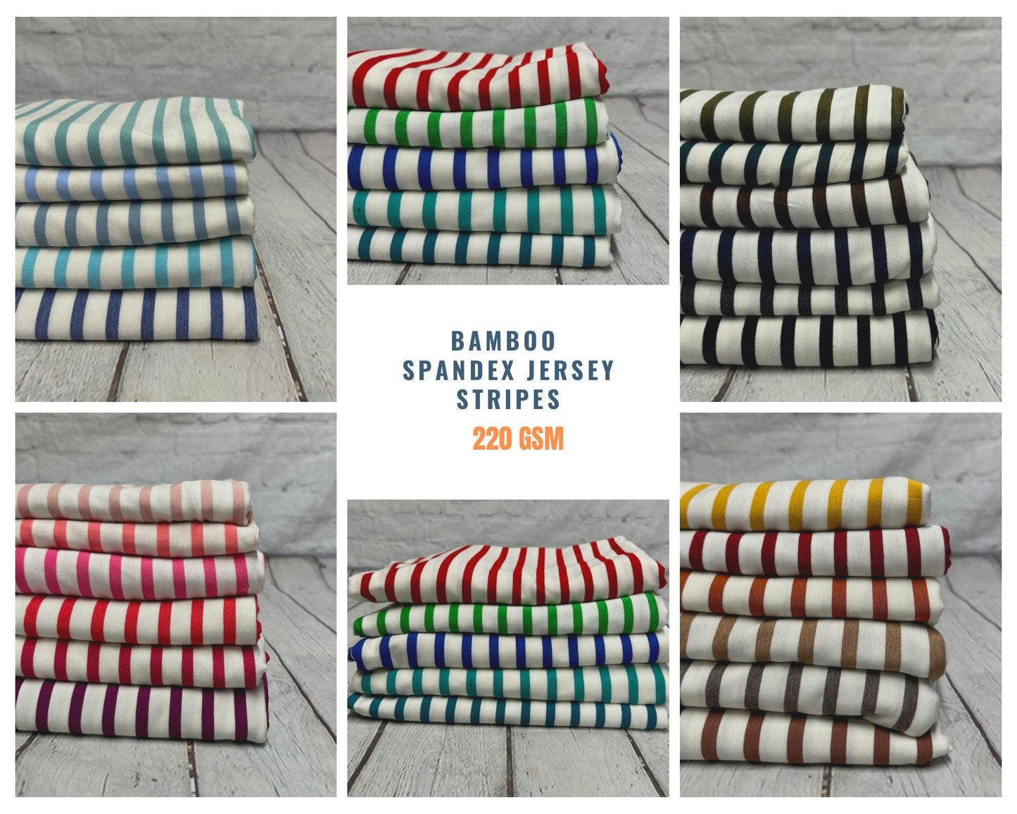 Bamboo Spandex Jersey Knit Stripes Fabric By The Yard 220GSM
