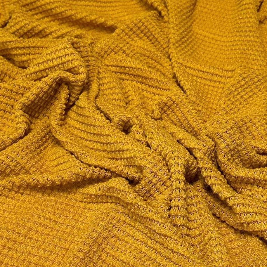 Open Weave Chunky Waffle Sweater Knit Fabric By The Yard | 250GSM Fall Colors #3