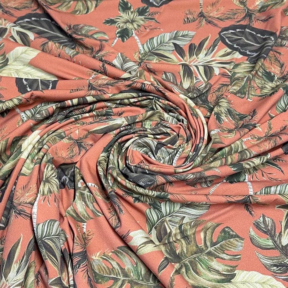 4 Way Stretch Assorted Print Nylon Spandex Fabric By The Yard Tricot Swim Wear Bikini Active Camel Tropical Leaf Floral 240 GSM