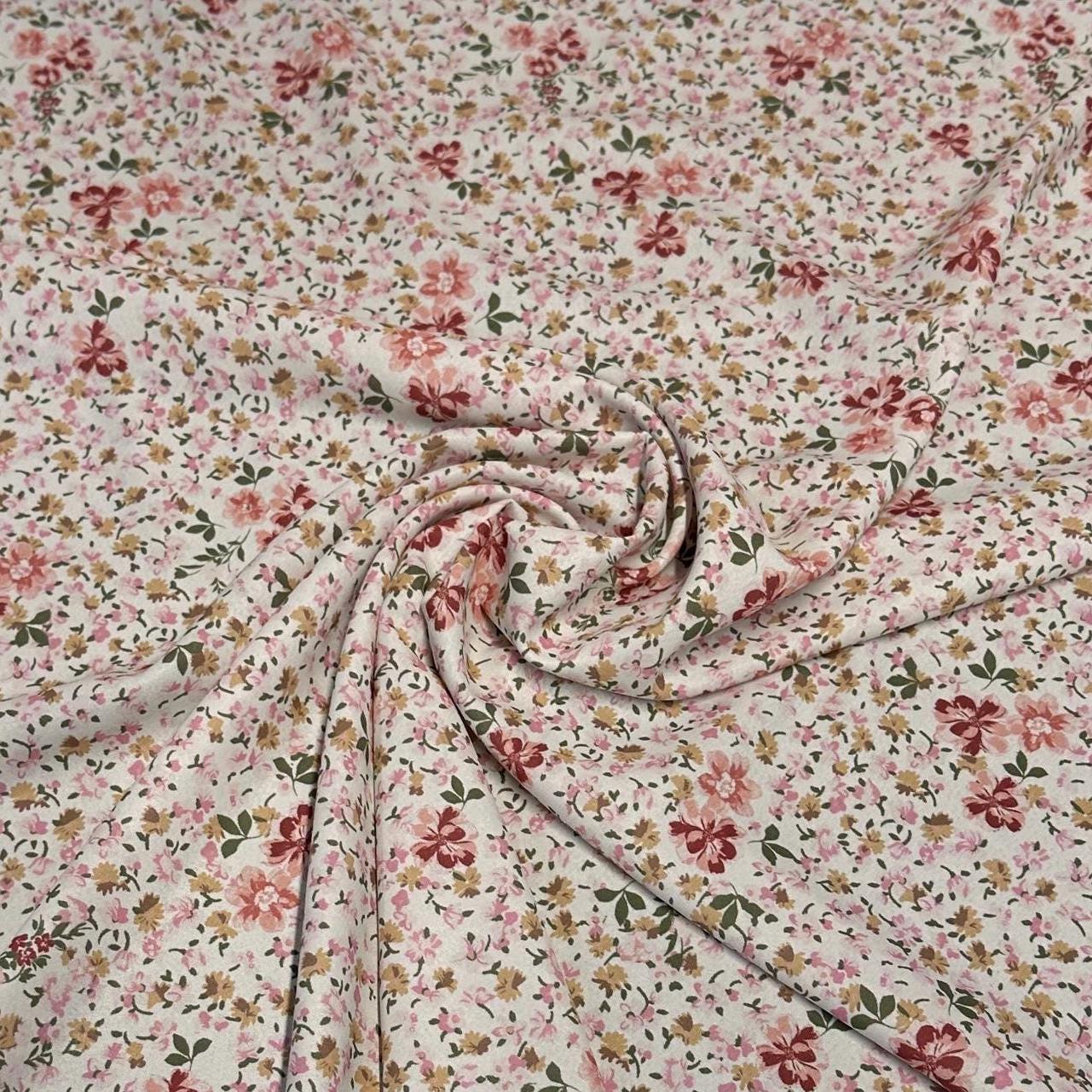 Airflow Woven Print Fabric By The Yard Small Mini Flower Summer Floral Print white Multicolor