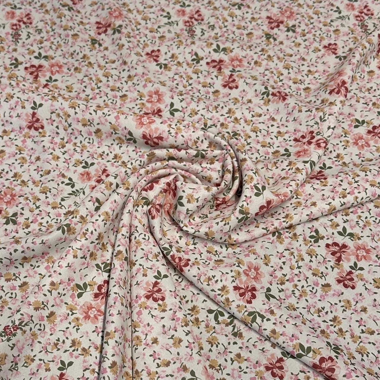 Airflow Woven Print Fabric By The Yard Small Mini Flower Summer Floral Print white Multicolor
