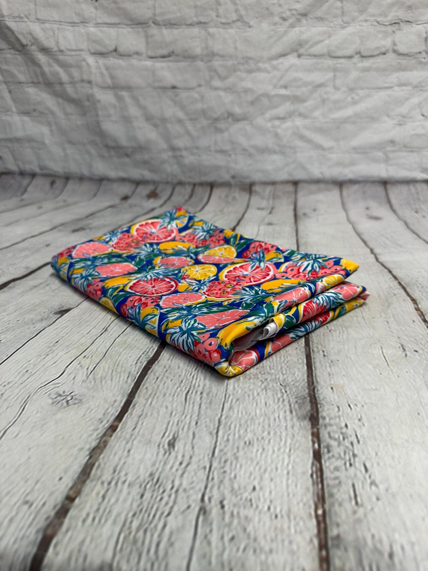 4 Way Stretch Print Spandex Fabric By The Yard Tricot Swim Wear Bikini Tropical Teal Lemon Fruit Orange Floral 280 GSM