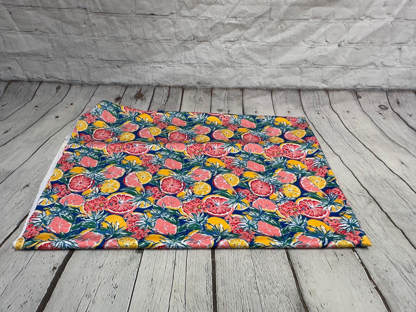 4 Way Stretch Print Spandex Fabric By The Yard Tricot Swim Wear Bikini Tropical Teal Lemon Fruit Orange Floral 280 GSM