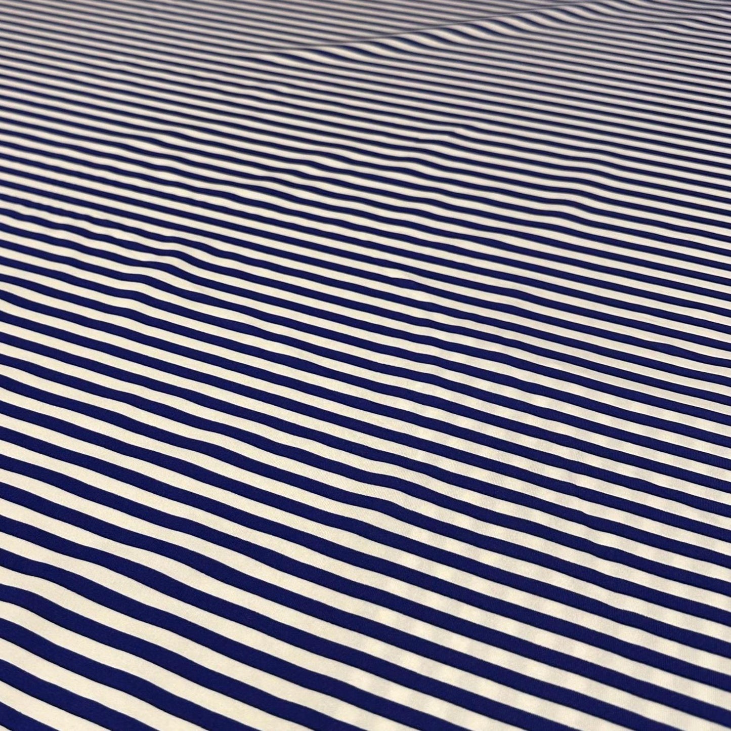 4 Way Stretch Print Nylon Spandex Fabric By The Yard Tricot Swim Wear Bikini Active Wear 1/4 Inch Classic Stripe Royal Blue White