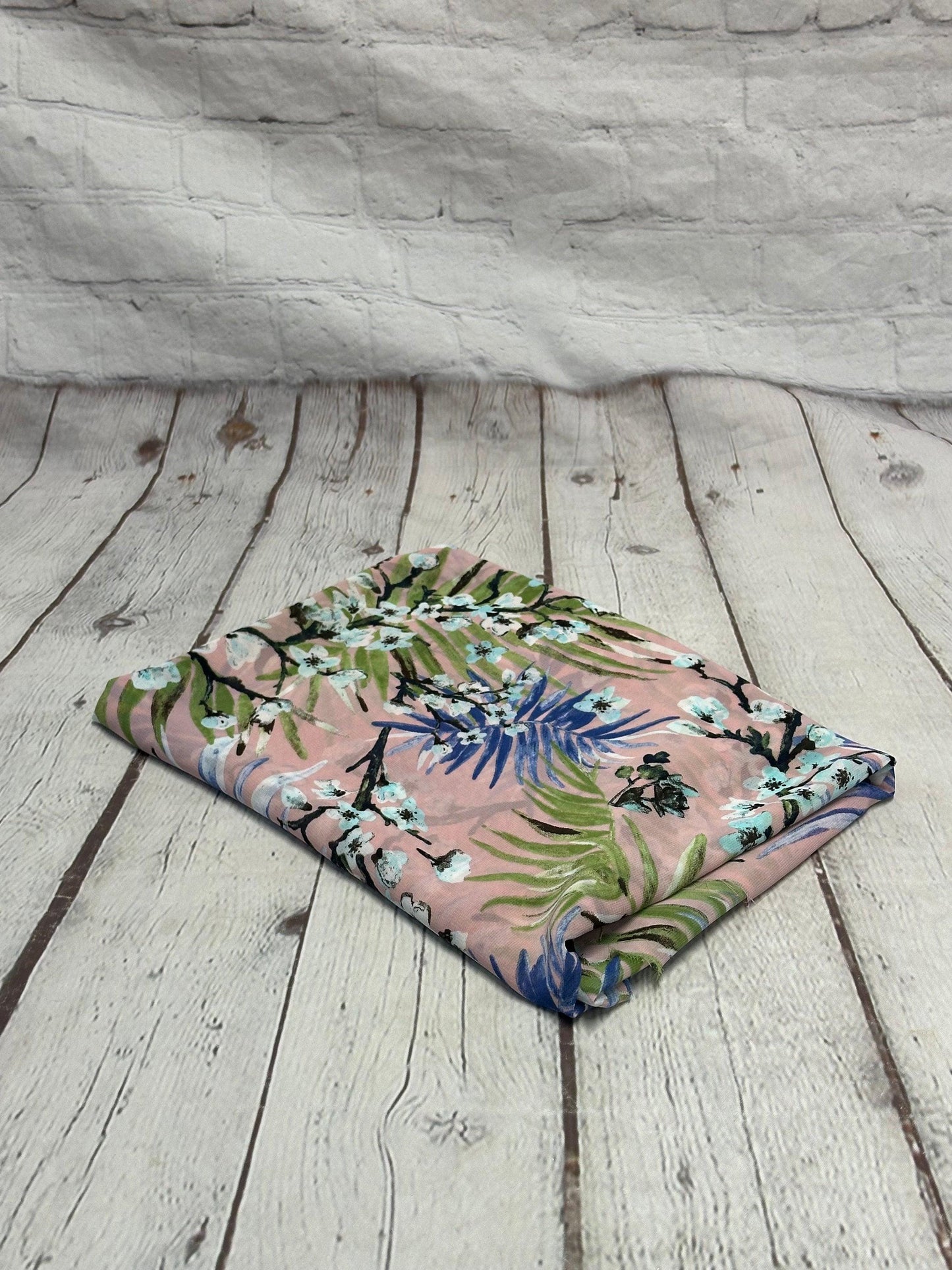 Polyester Chiffon Woven Print Fabric By The Yard Mauve Blossom Leaf Flower Summer Floral Print Summer Flowy Dress