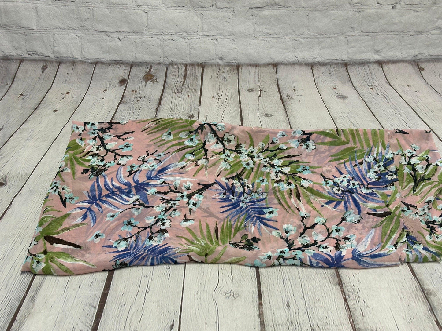 Polyester Chiffon Woven Print Fabric By The Yard Mauve Blossom Leaf Flower Summer Floral Print Summer Flowy Dress