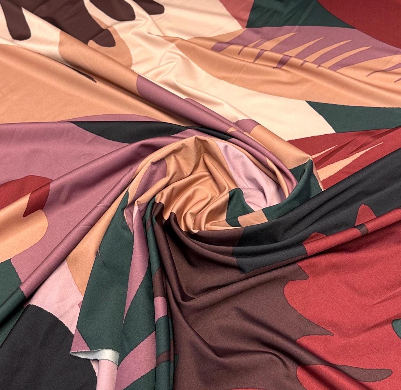 4 Way Stretch Print Nylon Spandex Fabric By The Yard Tricot Swim Wear Bikini Active Wear Big Print Multicolor Floral Flower  Boho Abstract