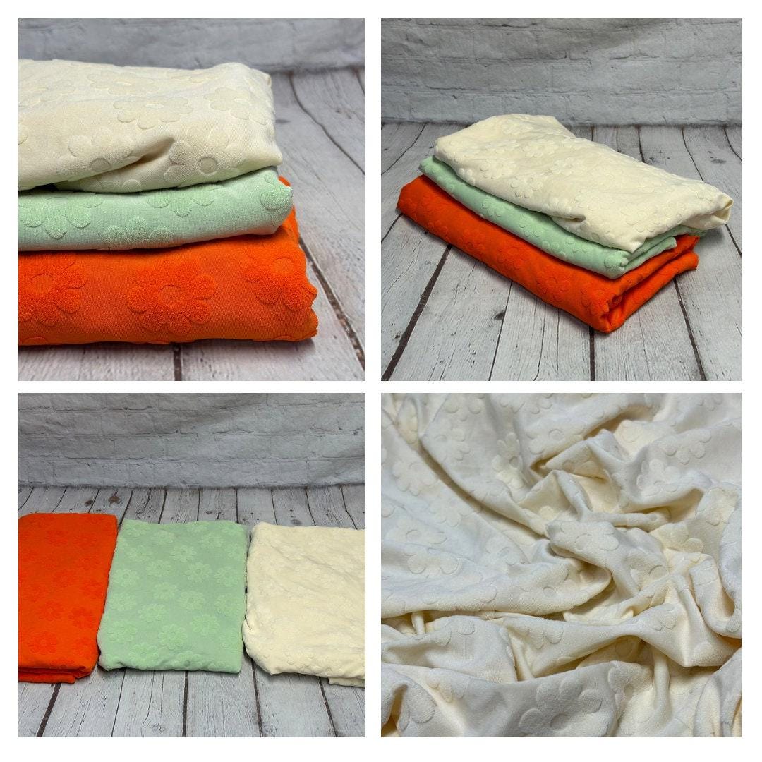 NEW COLORS! Jacquard Texture Knit Raised Texture Terry Floral Flower Spandex Fabric By The Yard Polyester Spandex Texture Knit