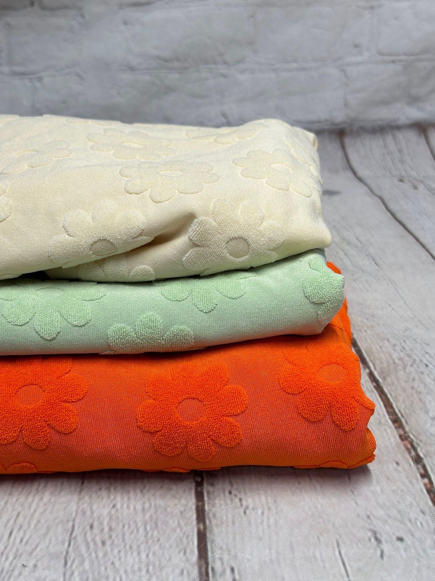 NEW COLORS! Jacquard Texture Knit Raised Texture Terry Floral Flower Spandex Fabric By The Yard Polyester Spandex Texture Knit