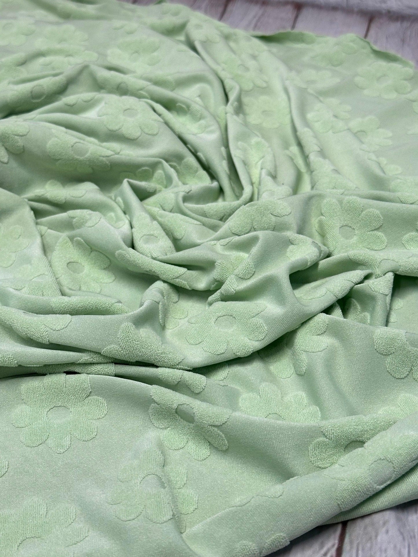 NEW COLORS! Jacquard Texture Knit Raised Texture Terry Floral Flower Spandex Fabric By The Yard Polyester Spandex Texture Knit
