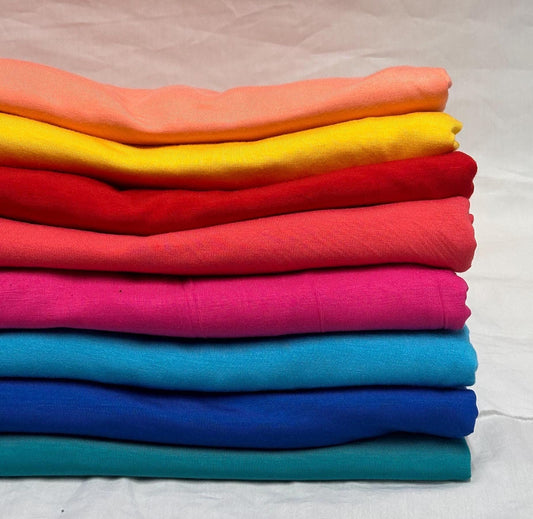 New Colors! 4-Way Stretch Bamboo Fabric| Soft Bamboo Spandex | Fabric By The Yard | For Dresses, Cardigans and Blouses | Primary Color Hue