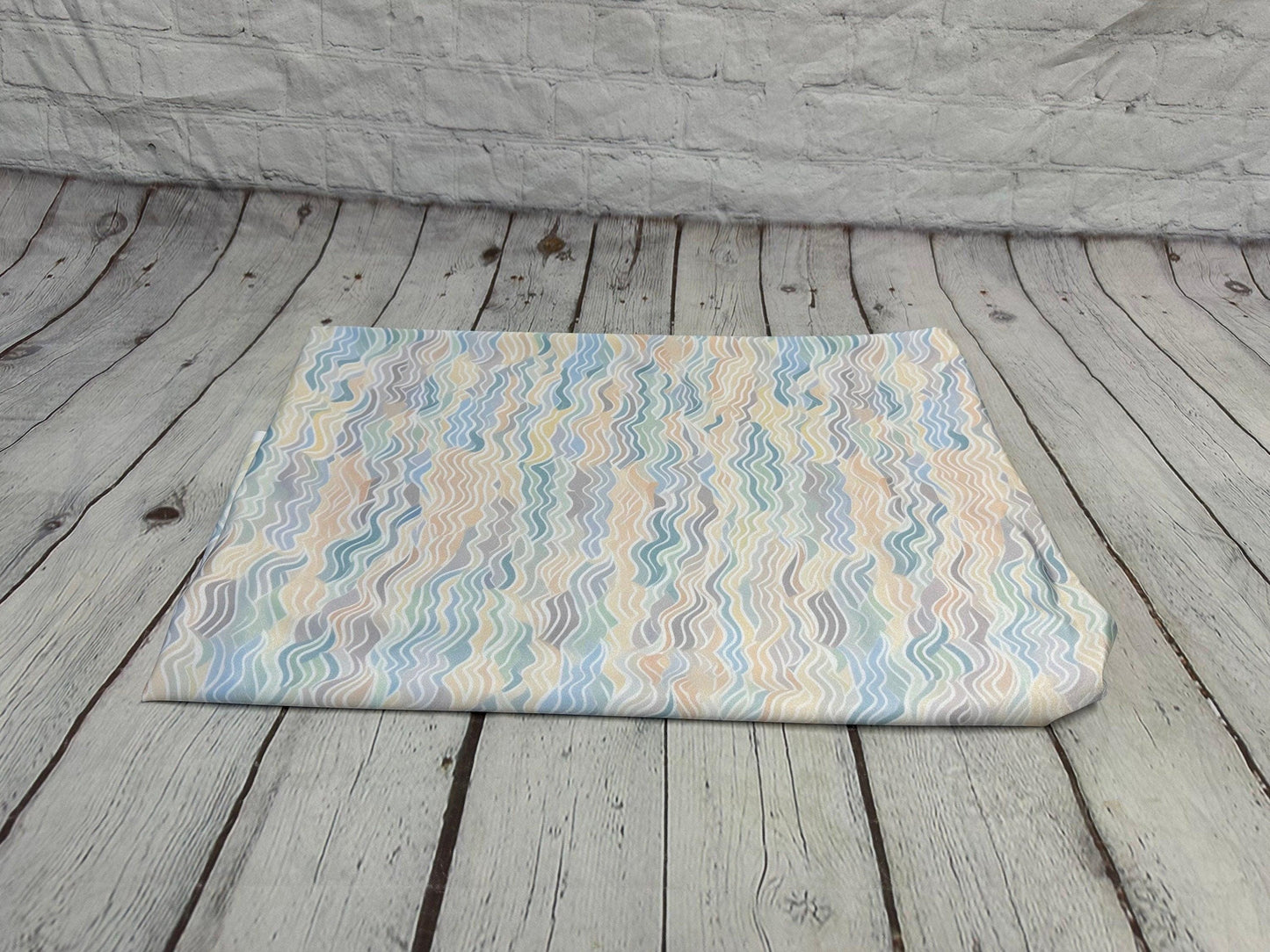 4 Way Stretch Print Spandex Fabric By The Yard Tricot Swim Wear Bikini Pastel Multi Mini Hazy Wave Water 280 GSM
