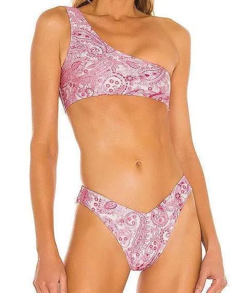 4 Way Stretch Print Nylon Spandex Fabric By The Yard Tricot Swim Wear Bikini Active Wear Pink Paisley 70s Retro Vintage