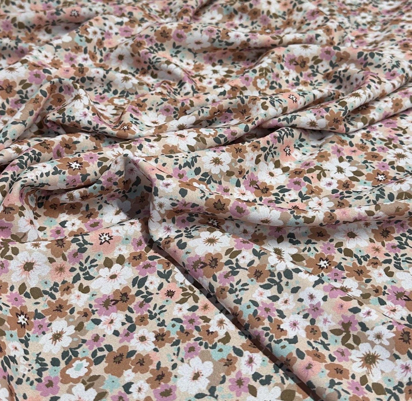 Airflow Woven Print Fabric By The Yard Small Multi Color Summer Floral Print