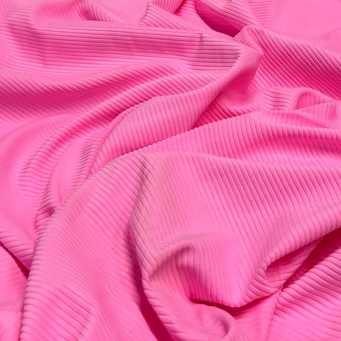 Premium 4-Way Stretch Ribbed Nylon Spandex Fabric for Swimwear Fabric By The Yard Barbie Pink