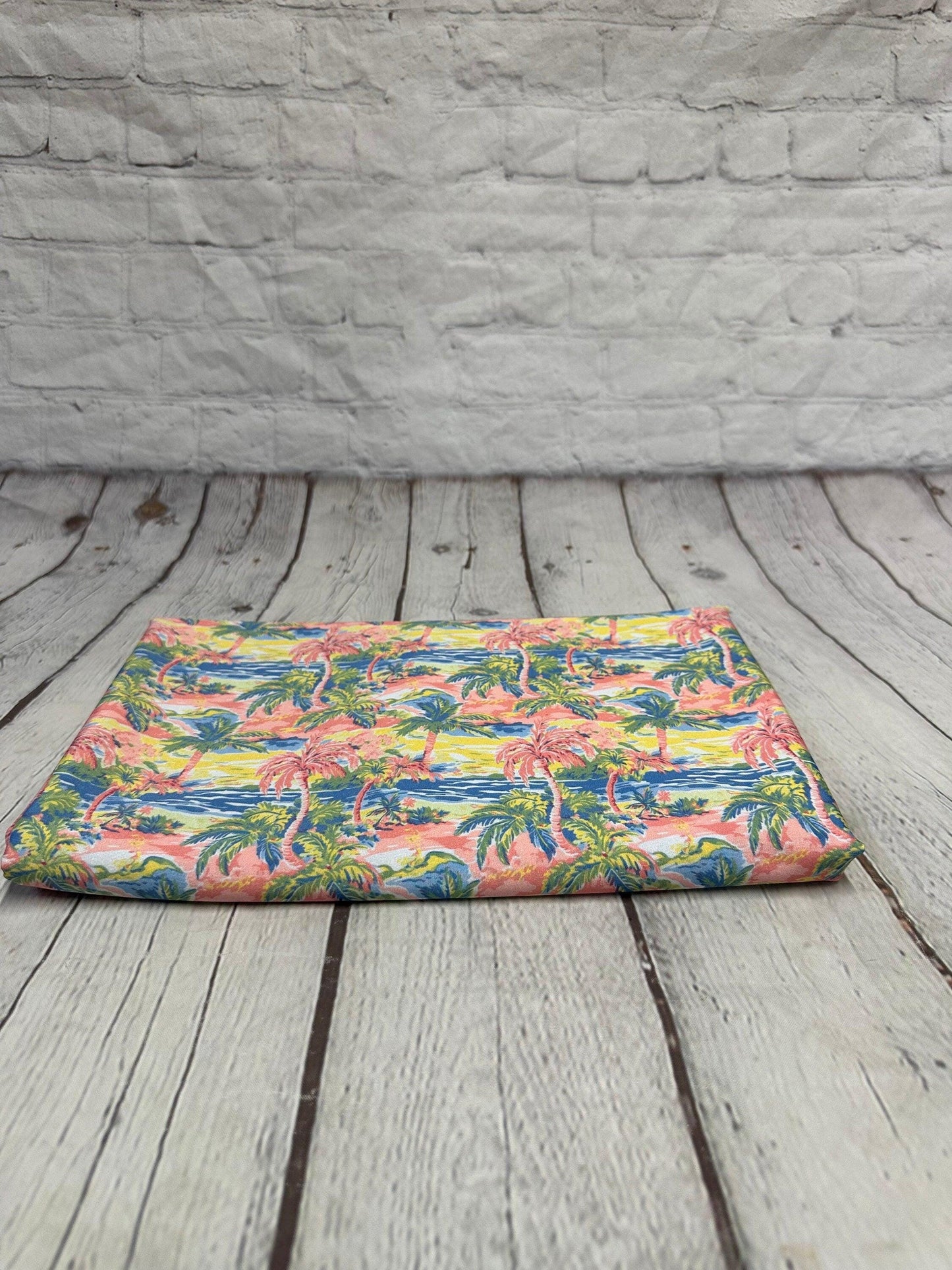 4 Way Stretch Print Spandex Fabric By The Yard Tricot Swim Wear Bikini Tropical Pink Palm Tree Ocean Leaves 280 GSM