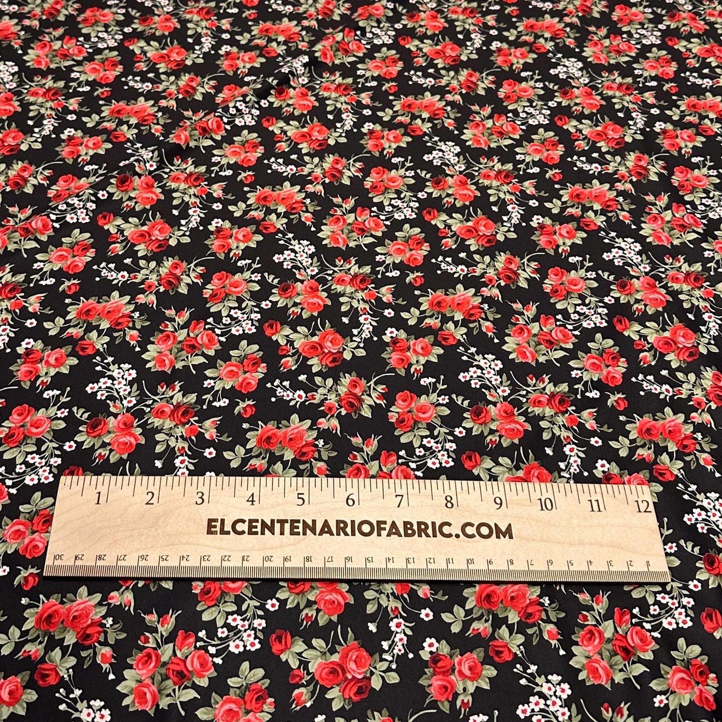 4 Way Stretch Print Nylon Spandex Fabric By The Yard Tricot Swim Wear Bikini Active Wear Mini Flower Rose Black Red Floral