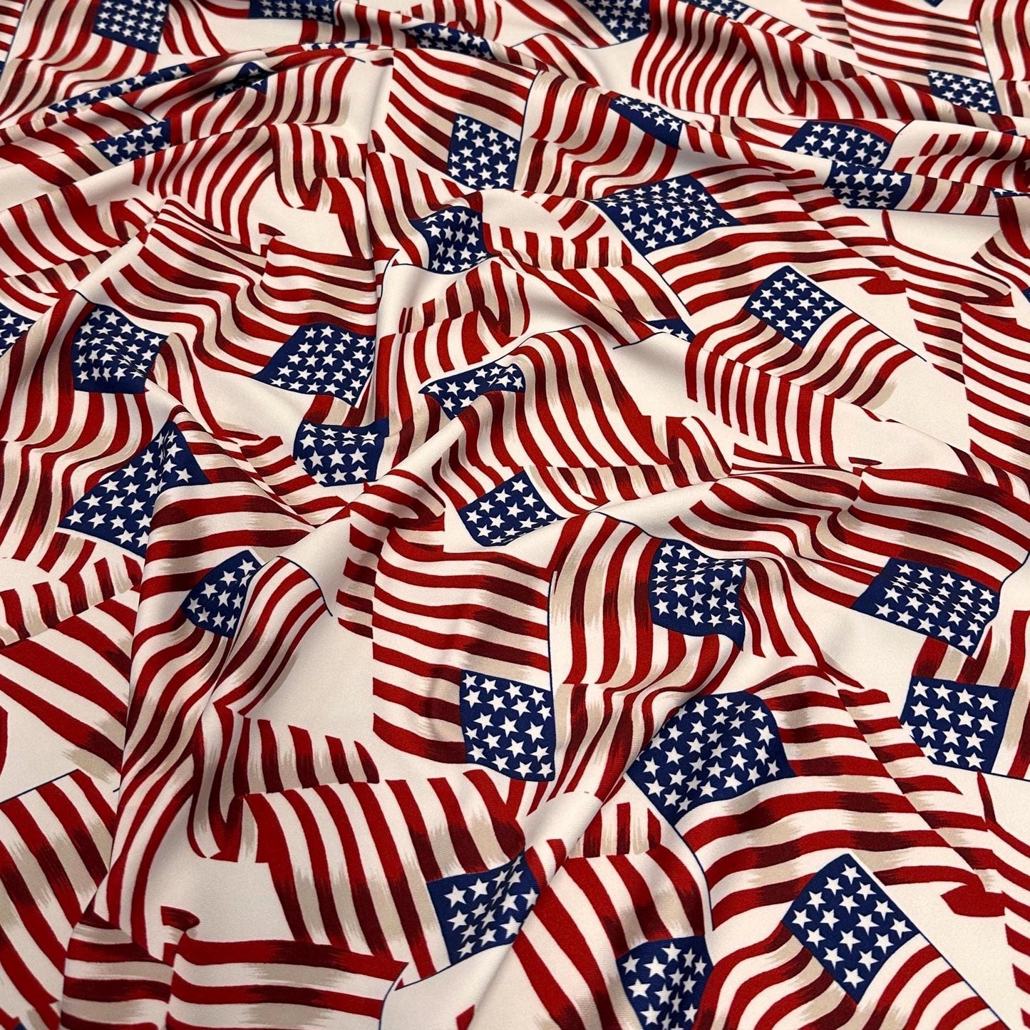 4 Way Stretch Print Nylon Spandex Fabric By The Yard Tricot Swim Wear Bikini Active Wear USA American Flag Fourth of July Independence