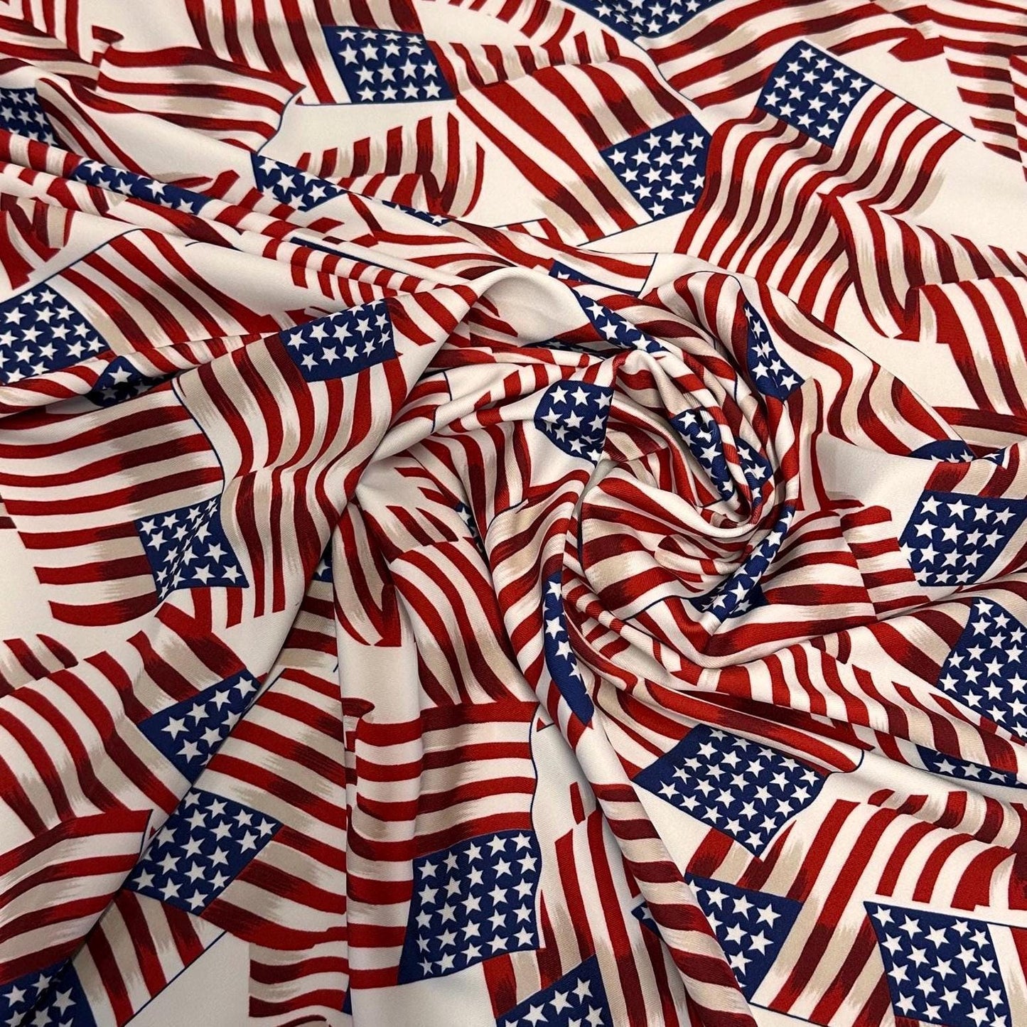 4 Way Stretch Print Nylon Spandex Fabric By The Yard Tricot Swim Wear Bikini Active Wear USA American Flag Fourth of July Independence
