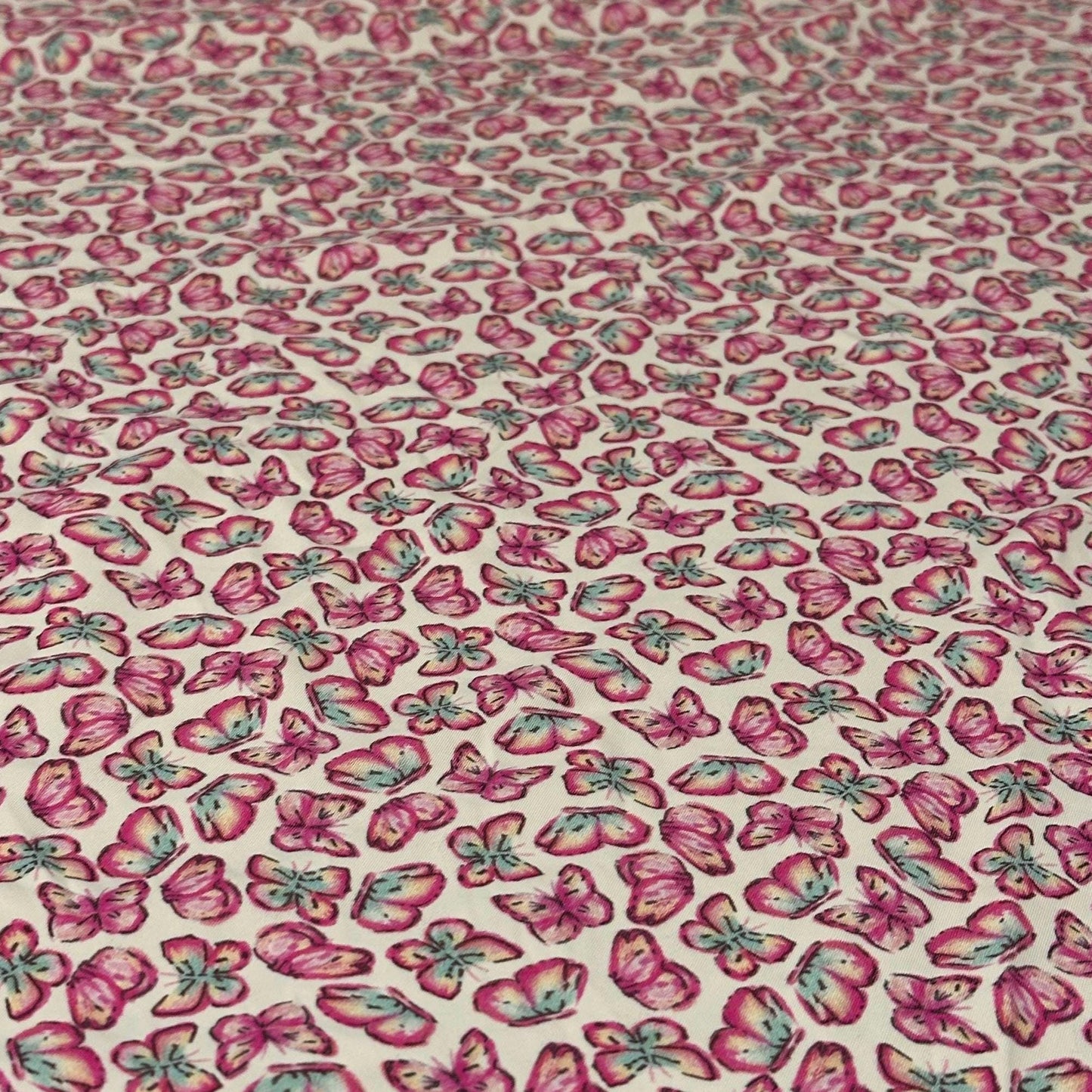 4 Way Stretch Print Nylon Spandex Fabric By The Yard Tricot Swim Wear Bikini Active Wear Aqua Hot Pink Mini Butterfly