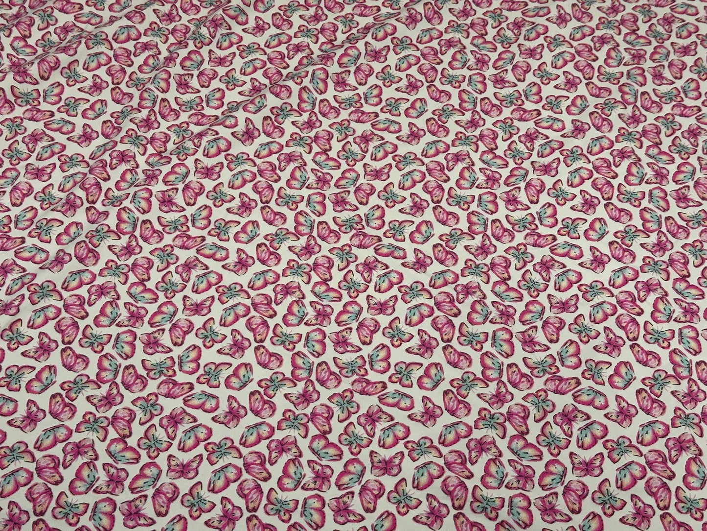 4 Way Stretch Print Nylon Spandex Fabric By The Yard Tricot Swim Wear Bikini Active Wear Aqua Hot Pink Mini Butterfly