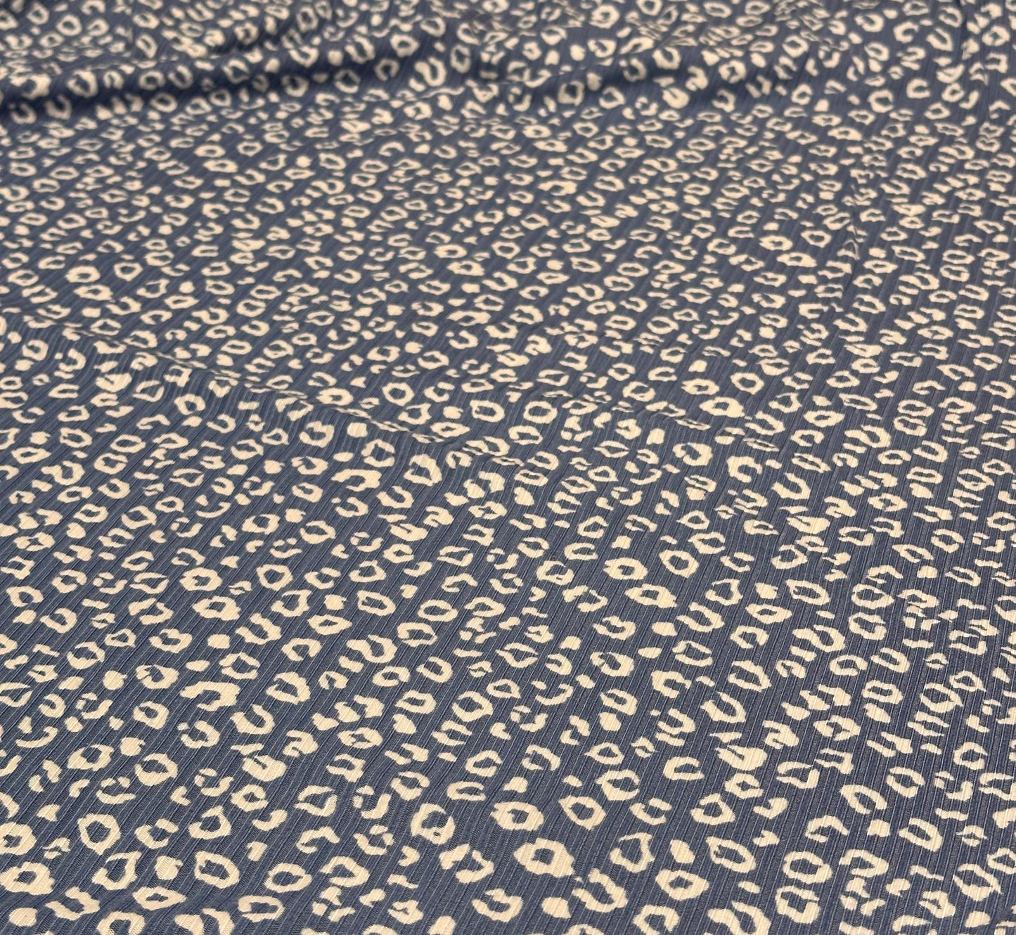 DBP 4x2 Rib Knit Mini Animal Double Brushed Polyester Spandex Vintage Leopard Cheetah Monotone Denim Fabric By The Yard