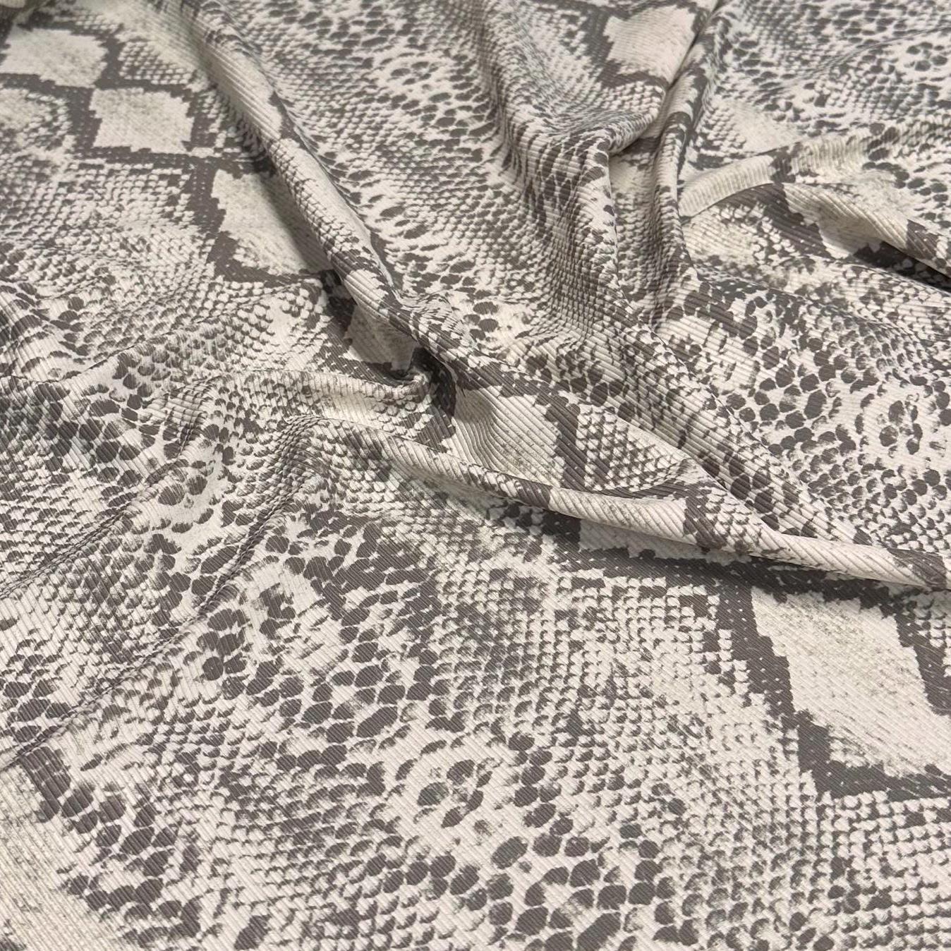 4 Way Stretch Print Rib Nylon Spandex Fabric By The Yard Tricot Swim Wear Bikini Active Wear Snake Animal Print Anaconda Reptile 280 GSM