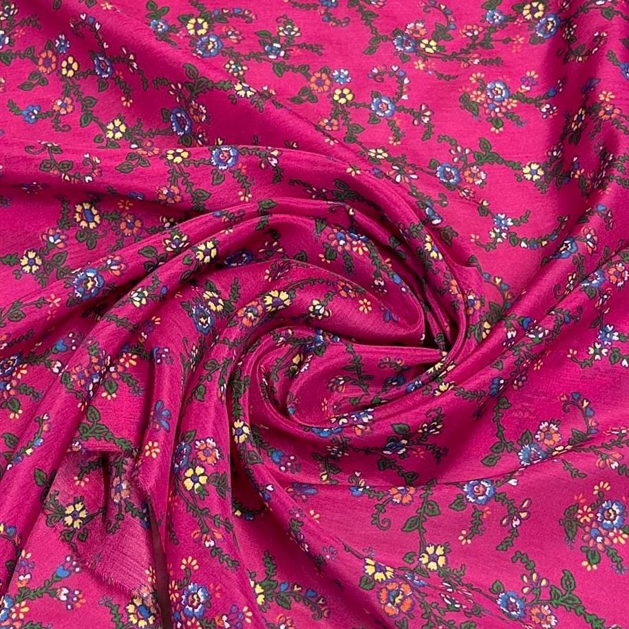 Cotton Silk Multi Color Varigated Stripe Print Fabric By The Yard