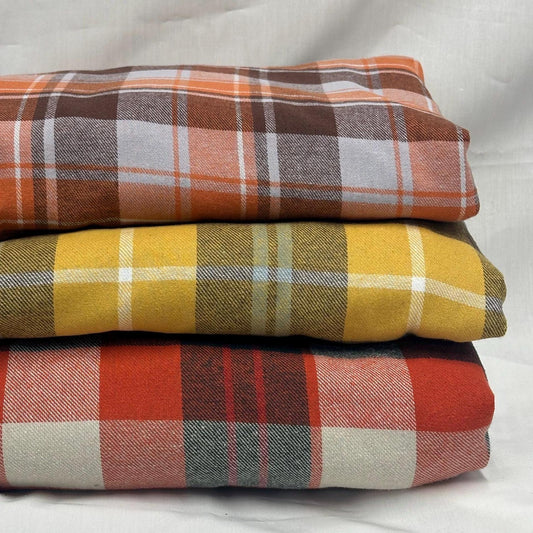 100% Cotton Brushed  Flannel Gingham Checkered Big Plaid