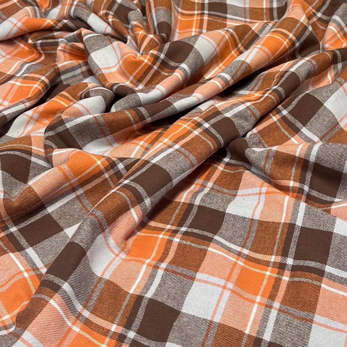 100% Cotton Brushed  Flannel Gingham Checkered Big Plaid