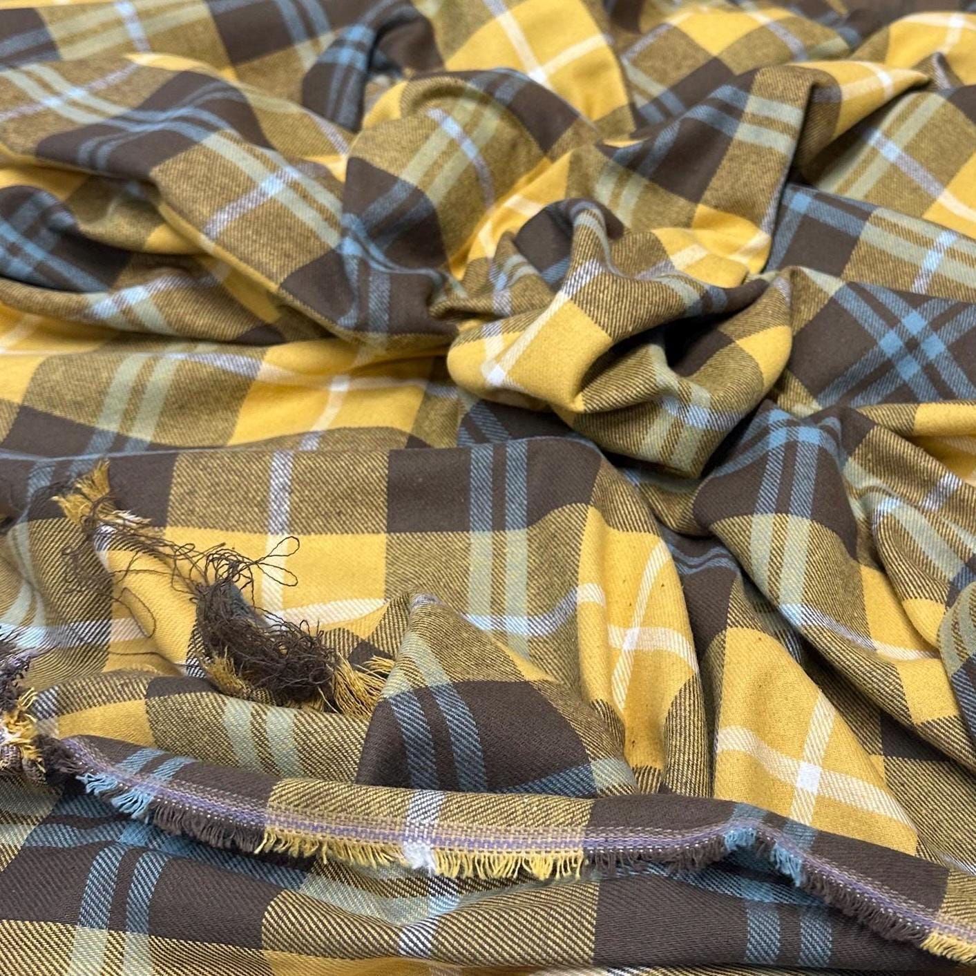 100% Cotton Brushed  Flannel Gingham Checkered Big Plaid
