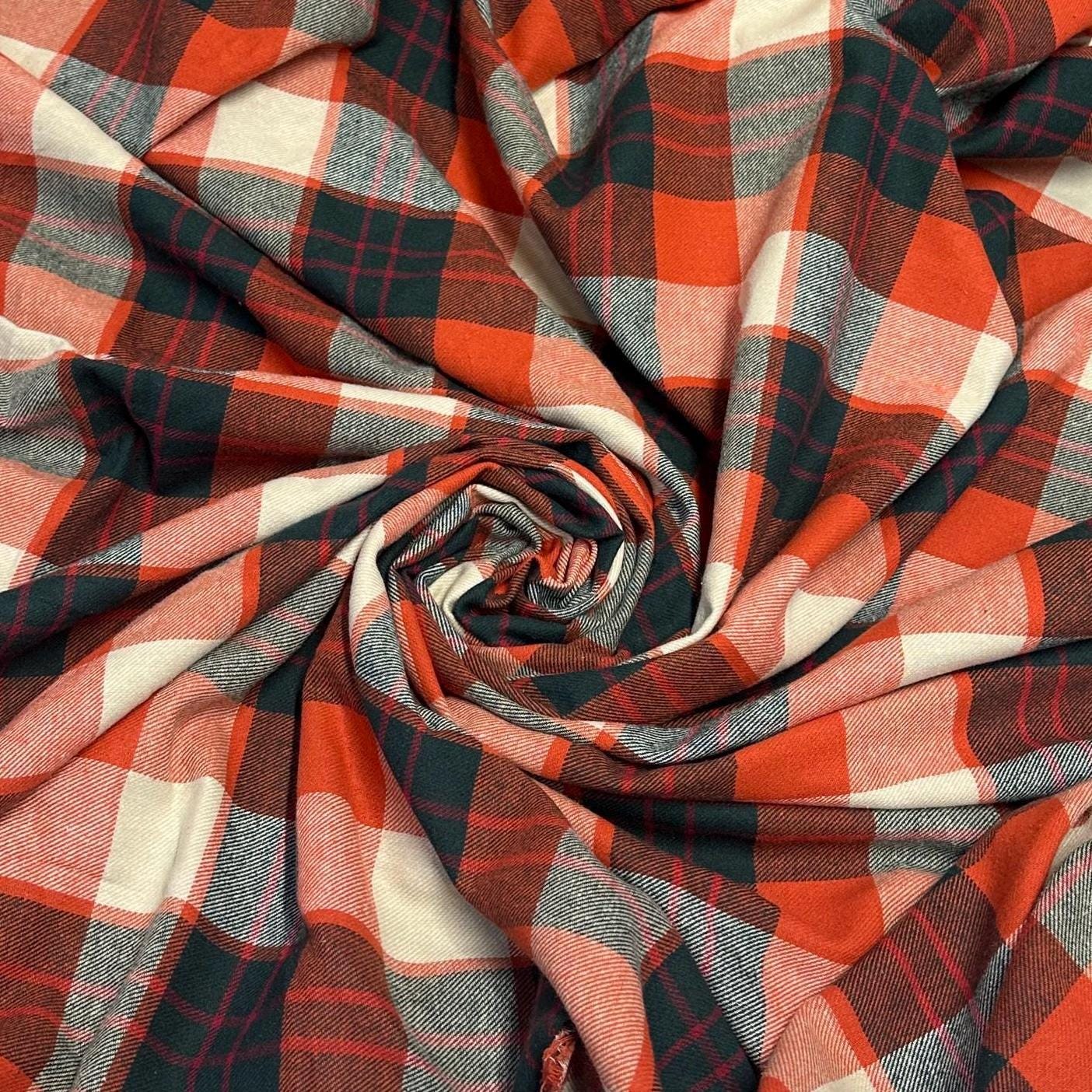 100% Cotton Brushed Flannel Gingham Checkered Big Plaid