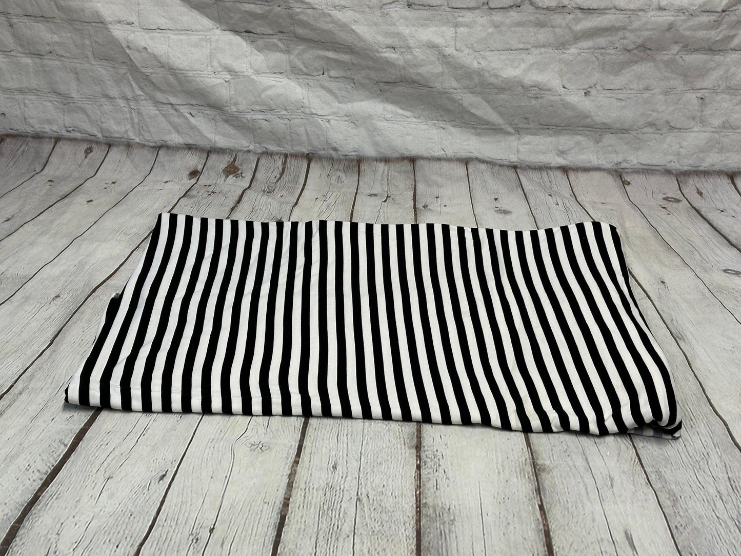 DBP Double Brushed Poly Spandex Print Black White 1/4 Inch Vertical Stripe Quarter Inch Print By The Yard