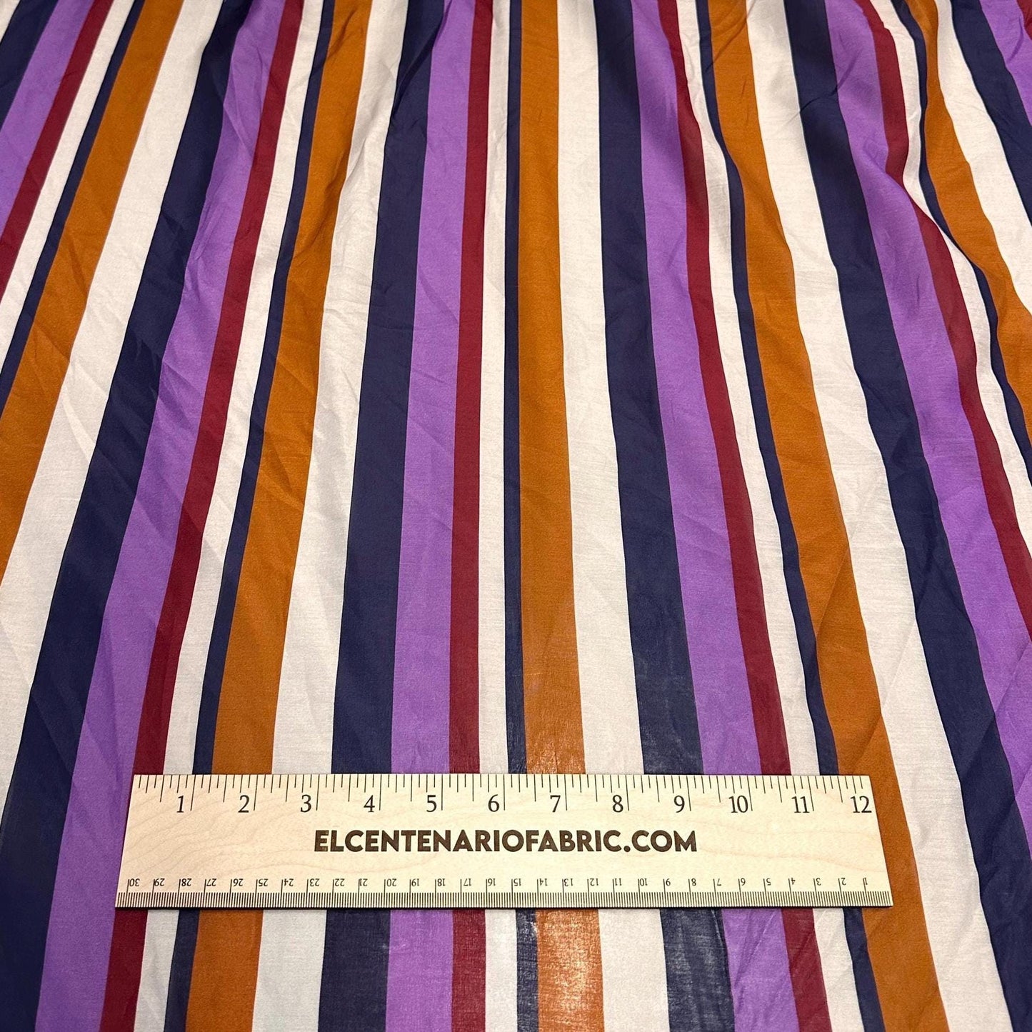 Cotton Silk Multi Color Varigated Stripe Print Fabric By The Yard