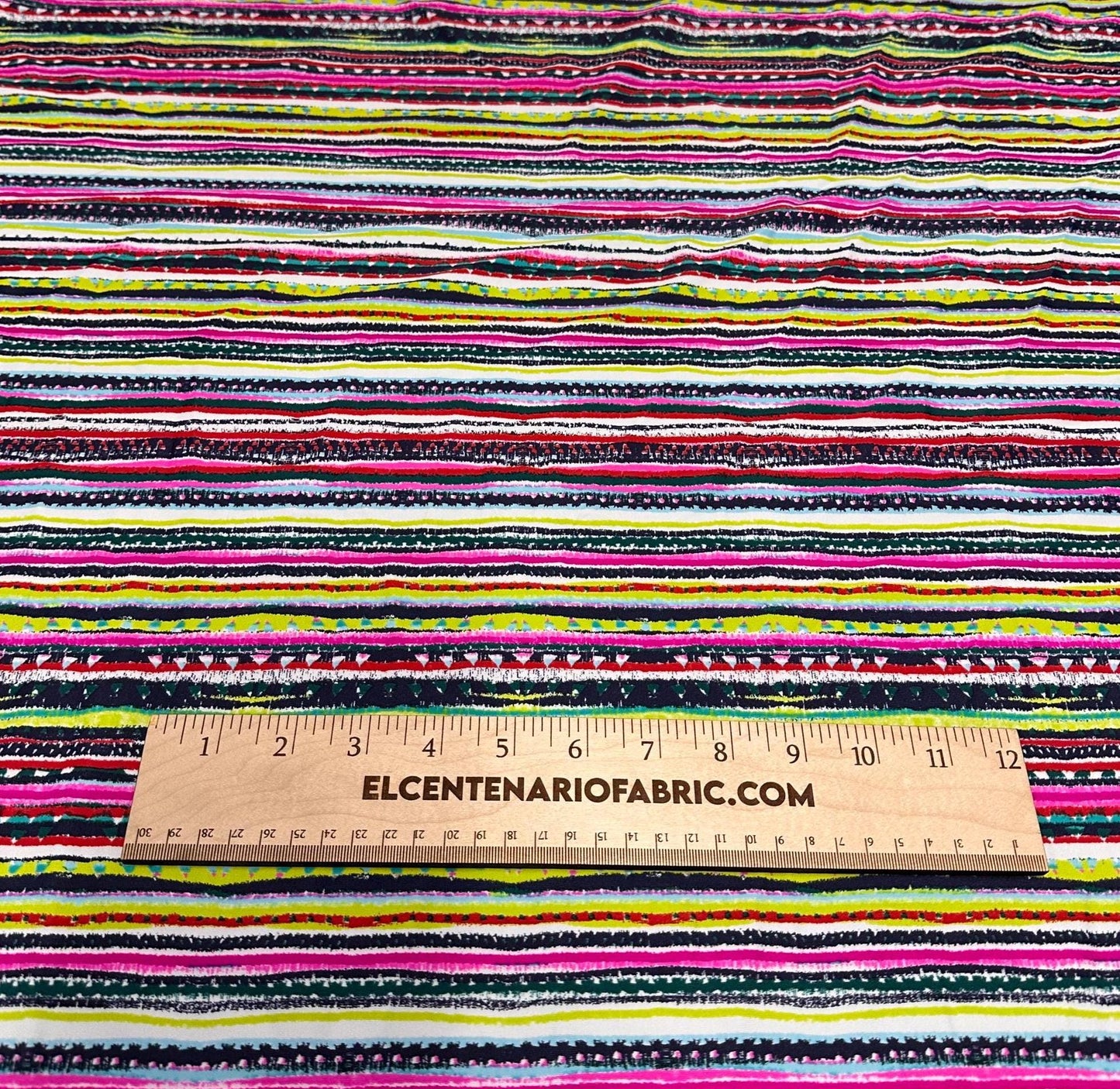 4 Way Stretch Print Nylon Spandex Fabric By The Yard Tricot Swim Wear Bikini Active Wear Multi Color Stripe Geometric Kiwi Magenta  Rustic