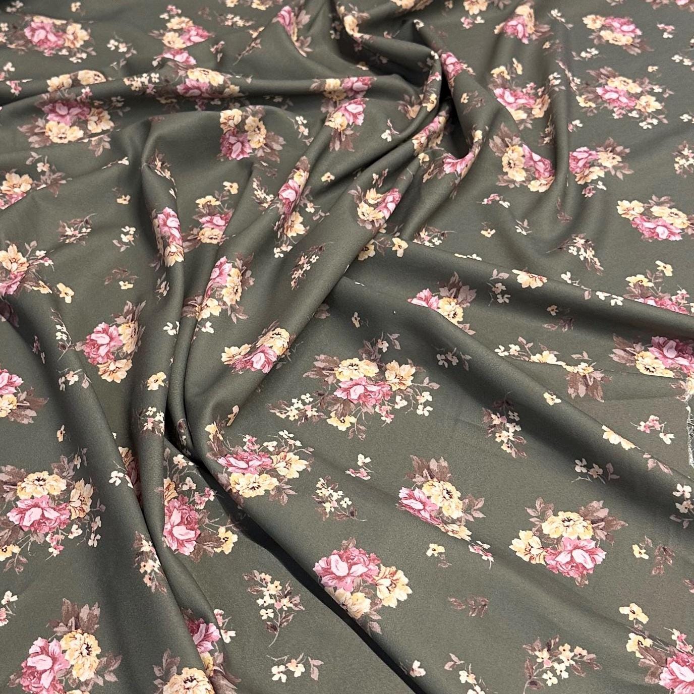 Airflow Woven Print Fabric By The Yard Small Multi Color Summer Floral Print Sage