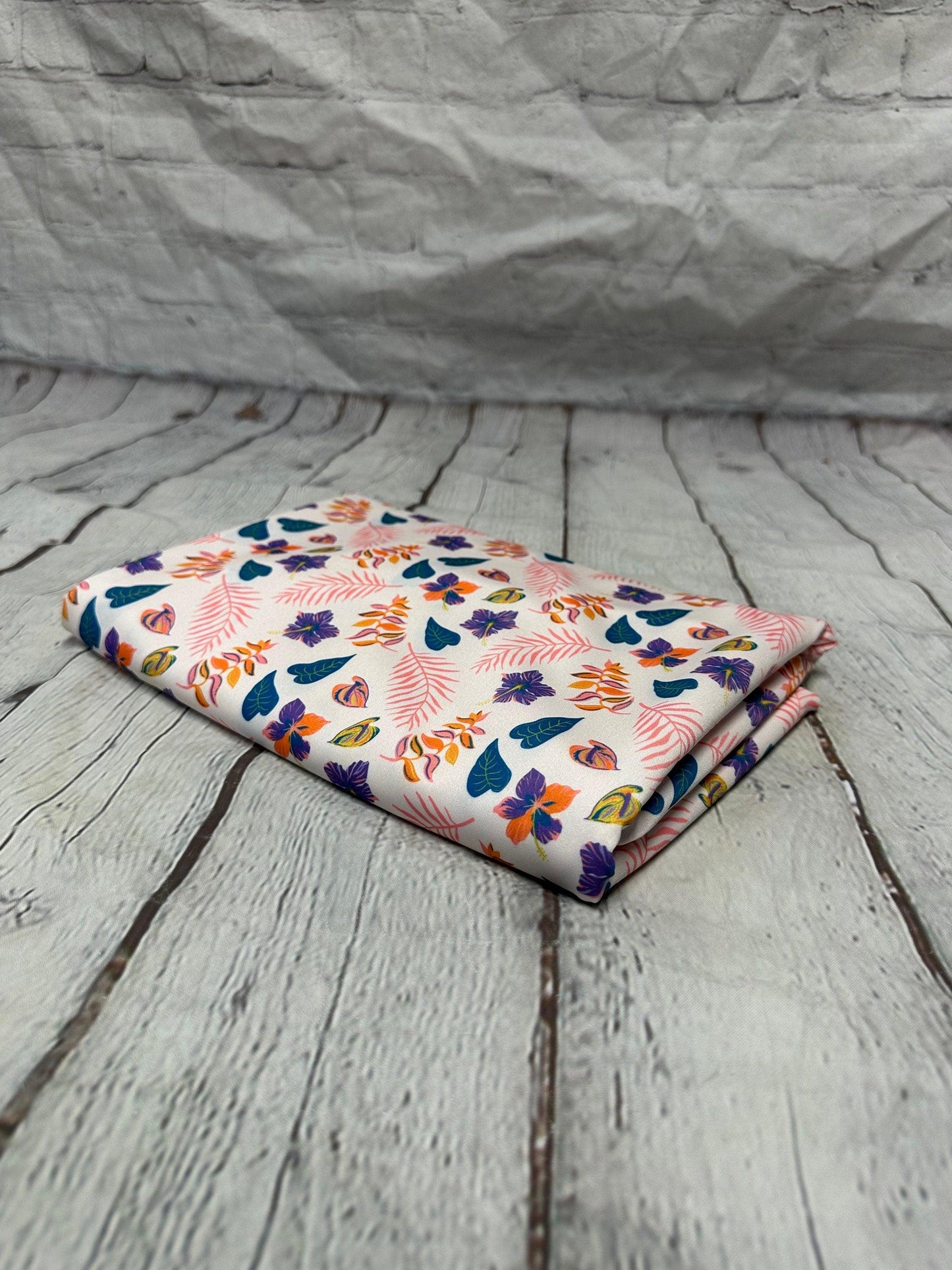 4 Way Stretch Print Spandex Fabric By The Yard Tricot Swim Wear Bikini Floral Multi Color Purple Tone Flower Print 280 GSM
