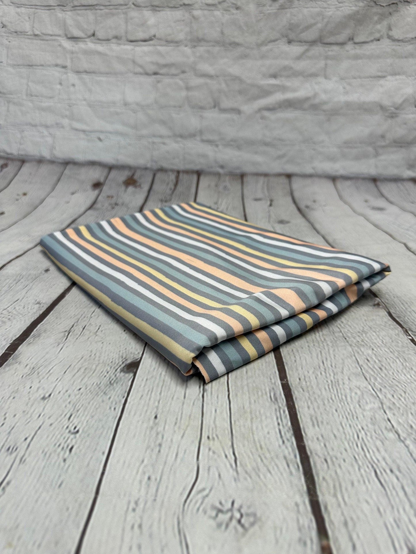 4 Way Stretch Print Nylon Spandex Fabric By The Yard Tricot Swim Wear Bikini Active Boho Vinatge Multi Color Stripe Print 280 GSM