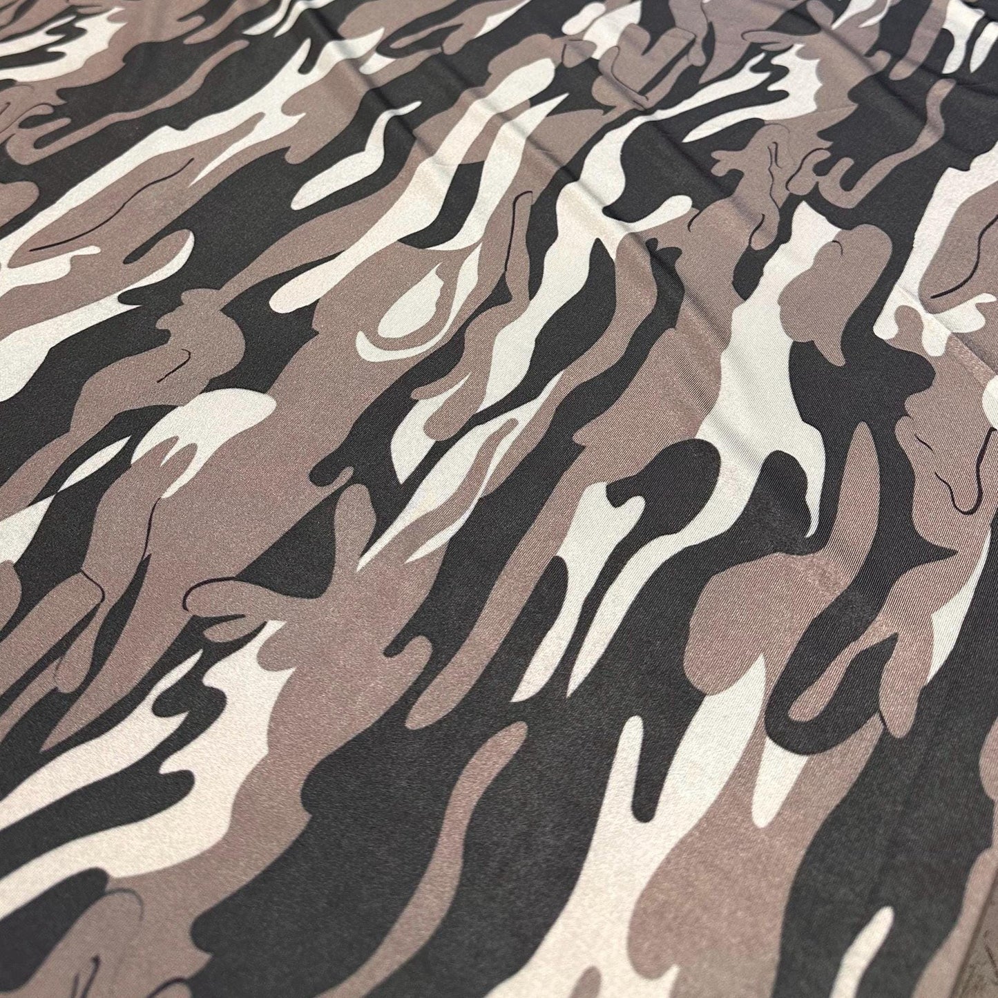 4 Way Stretch Print Nylon Spandex Fabric By The Yard Tricot Swim Wear Bikini Active Wear Camouflage Army Camo Grey Mocha Black