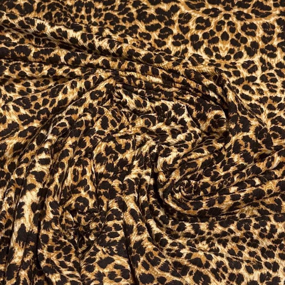 DBP 4x2 Rib Knit Double Brushed Animal Print Leopard Cheetah Polyester Fabric By The Yard
