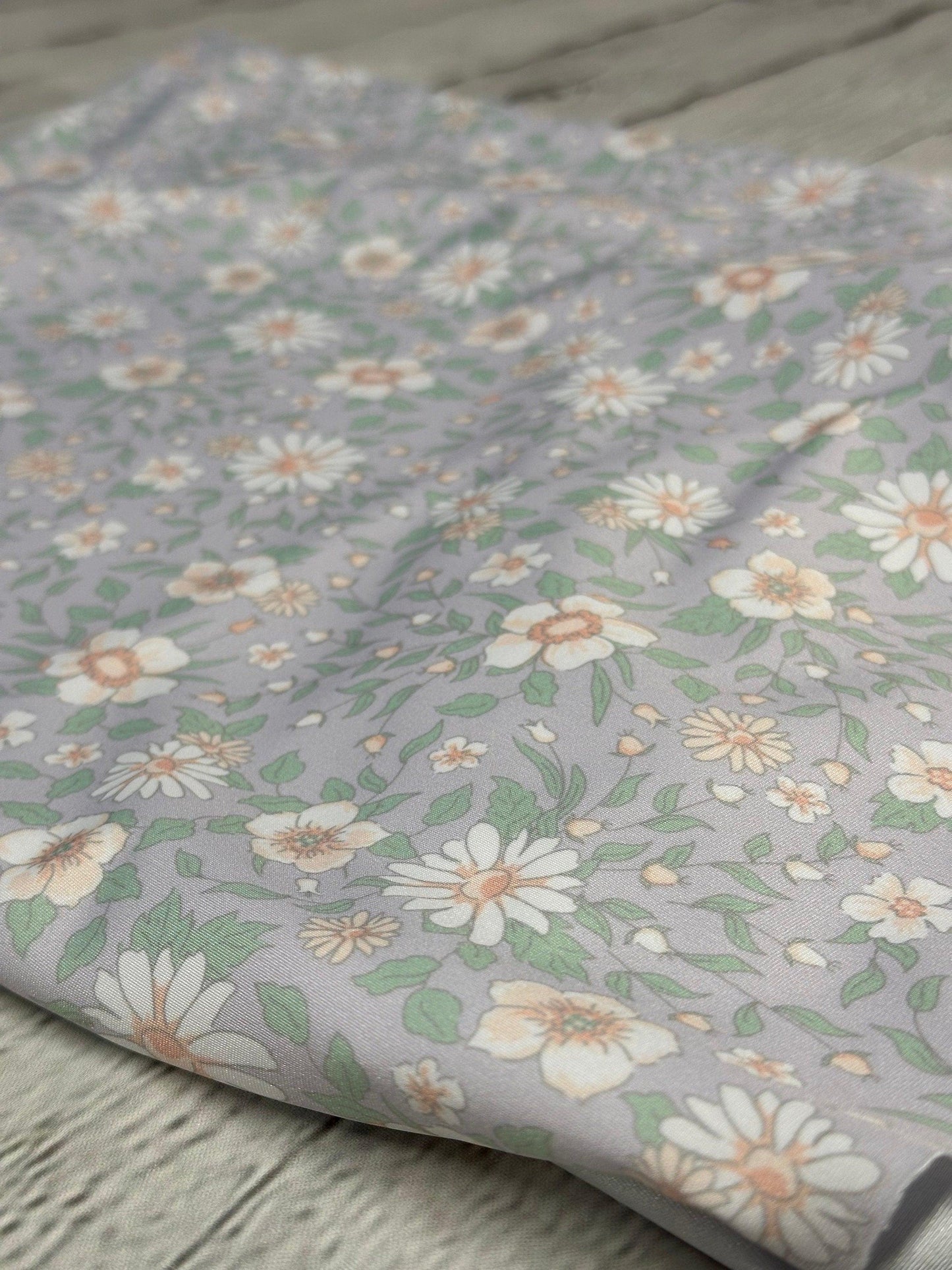 4 Way Stretch Tricot Print Spandex Fabric By The Yard Tricot Swim Wear Bikini Soft Pastel Small Ditsy Flower Foral Lavender Daisy