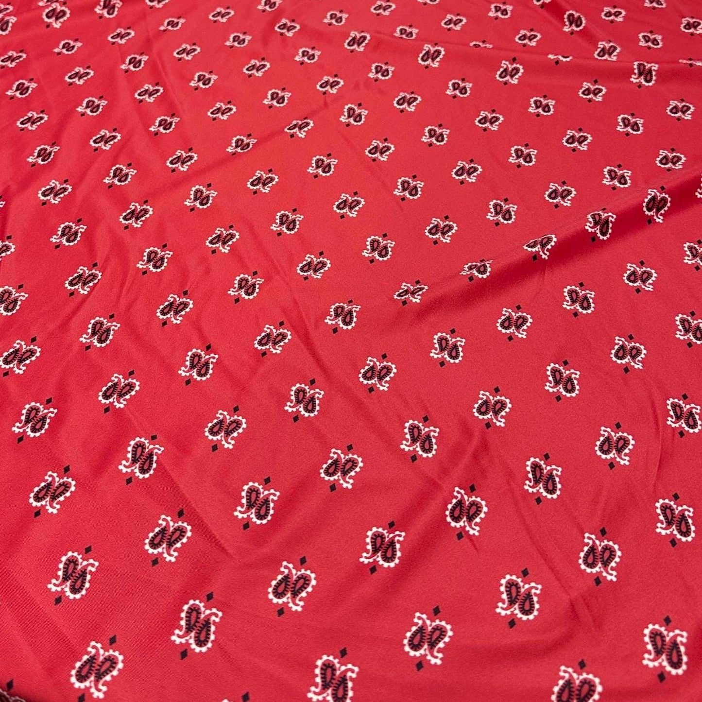 4 Way Stretch Print Nylon Spandex Fabric By The Yard Tricot Swim Wear Bikini Active Wear Red Paisley Print Bandanna